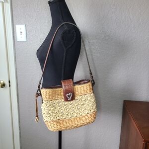 Brighton Woven Tan and Brown Shoulder Bag